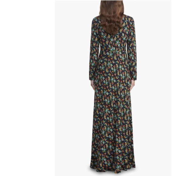 NWT $1998 Lafayette 148 New York Floral Twist Neck Long Sleeve Maxi Dress  - 10! - Picture 2 of 9